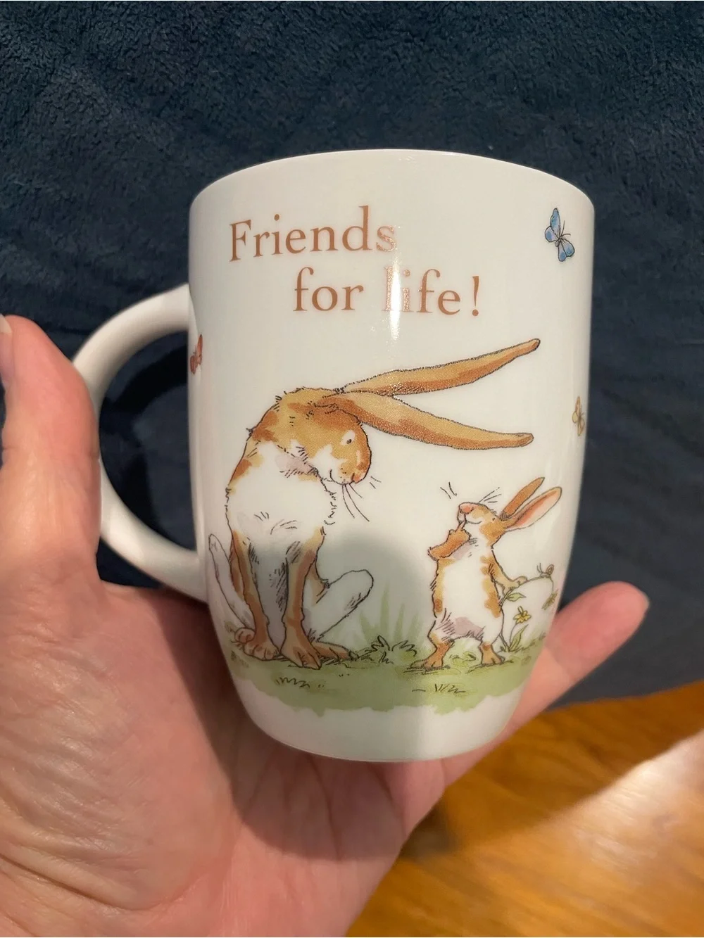 White 'Friends for Life' Ceramic Bunny Mug